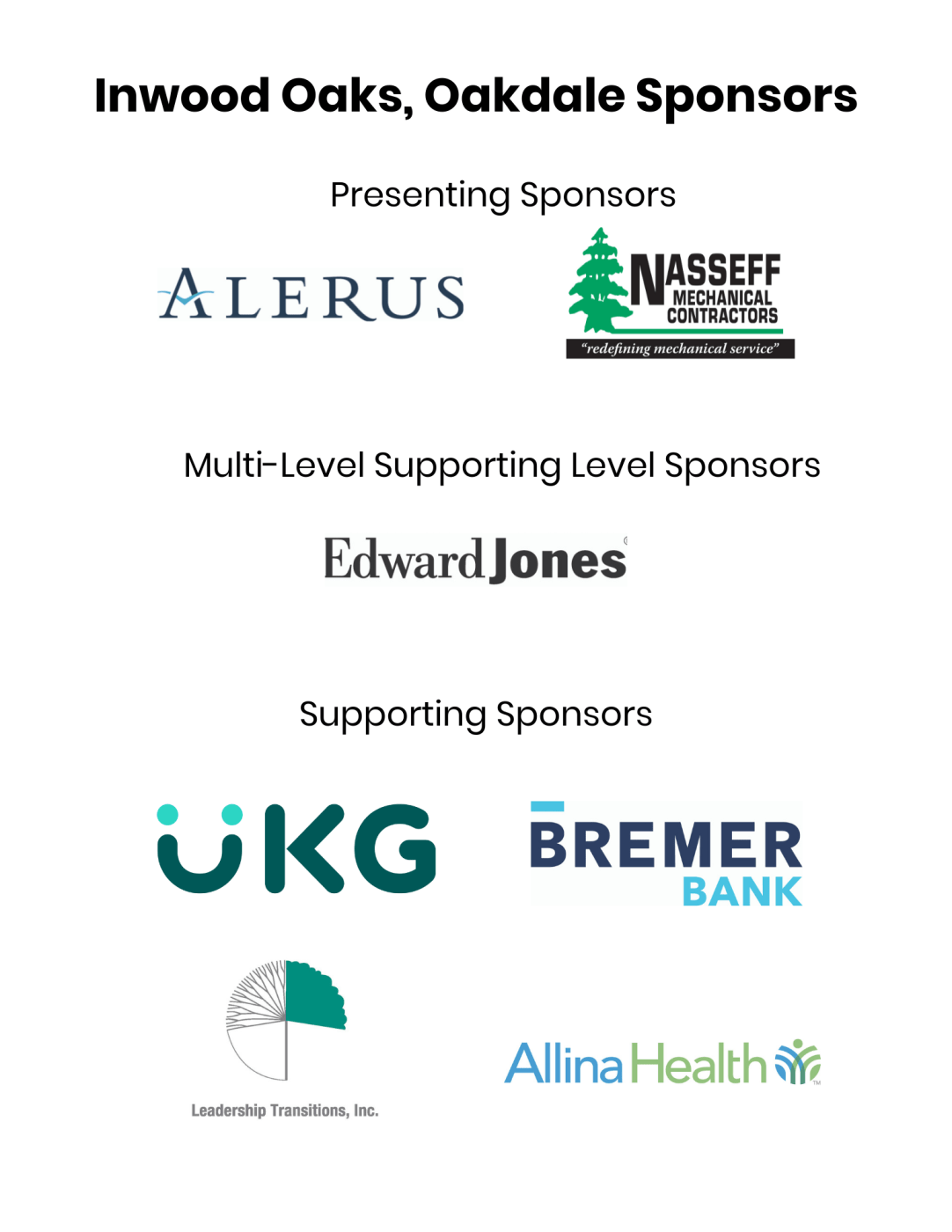 Oakdale sponsor logos