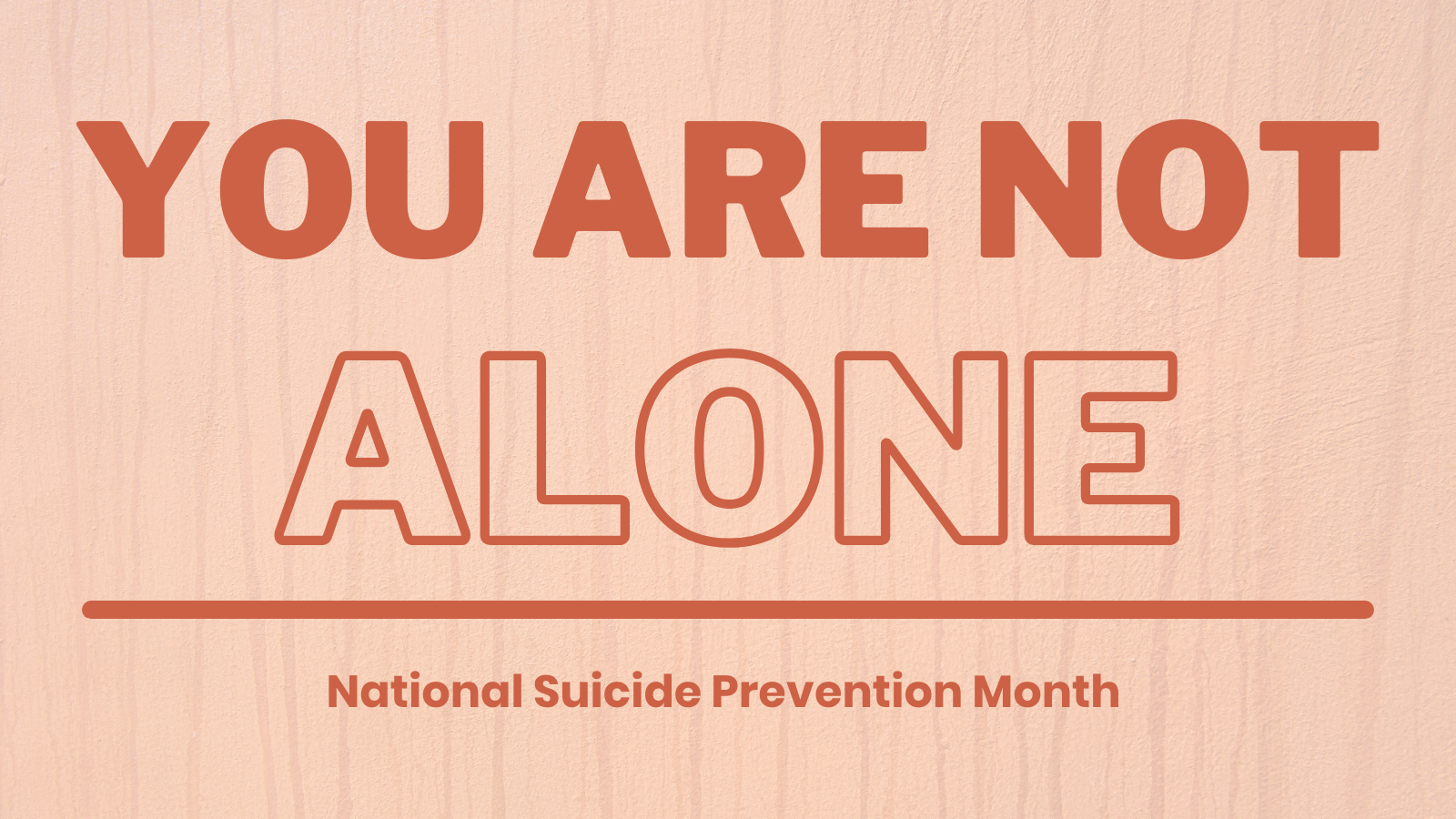 Text reading: You are not alone National Suicide Prevention Month